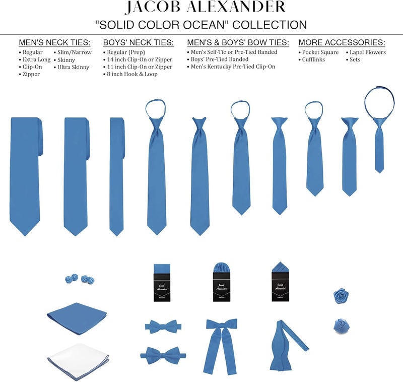Jacob Alexander Boy's 11" Pretied Solid Color Zipper Tie - Image 4